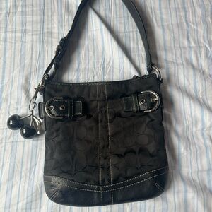 Coach Black Shoulder Bag with Silver Hardware